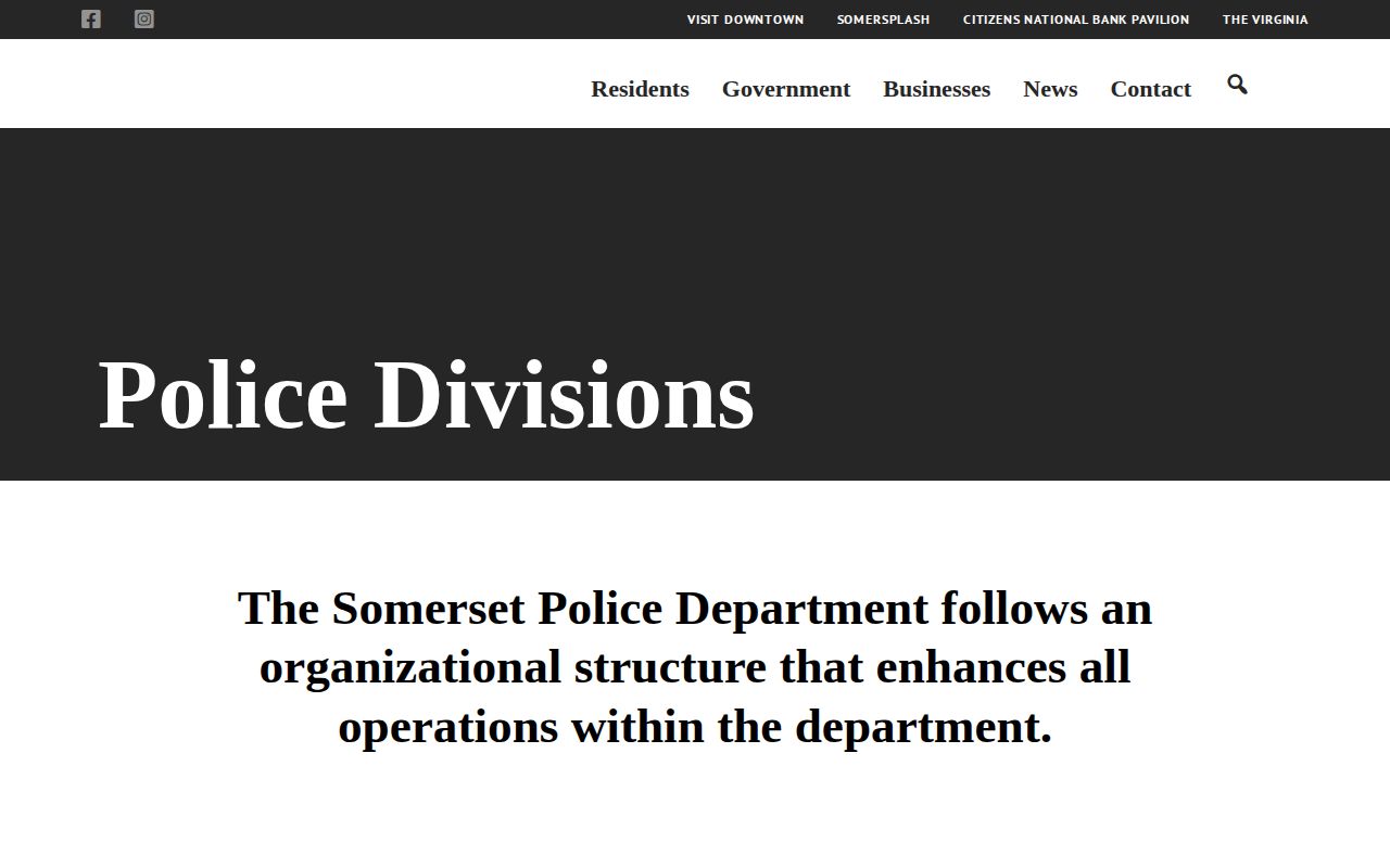 Somerset Police Divisions page describing Administrative Division records duties